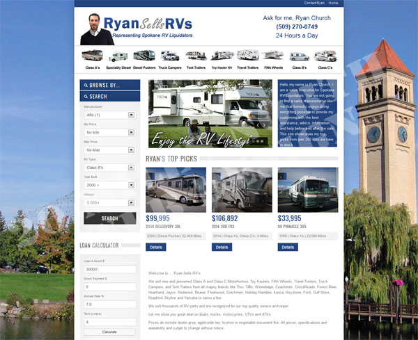 web design ryan sells rvs